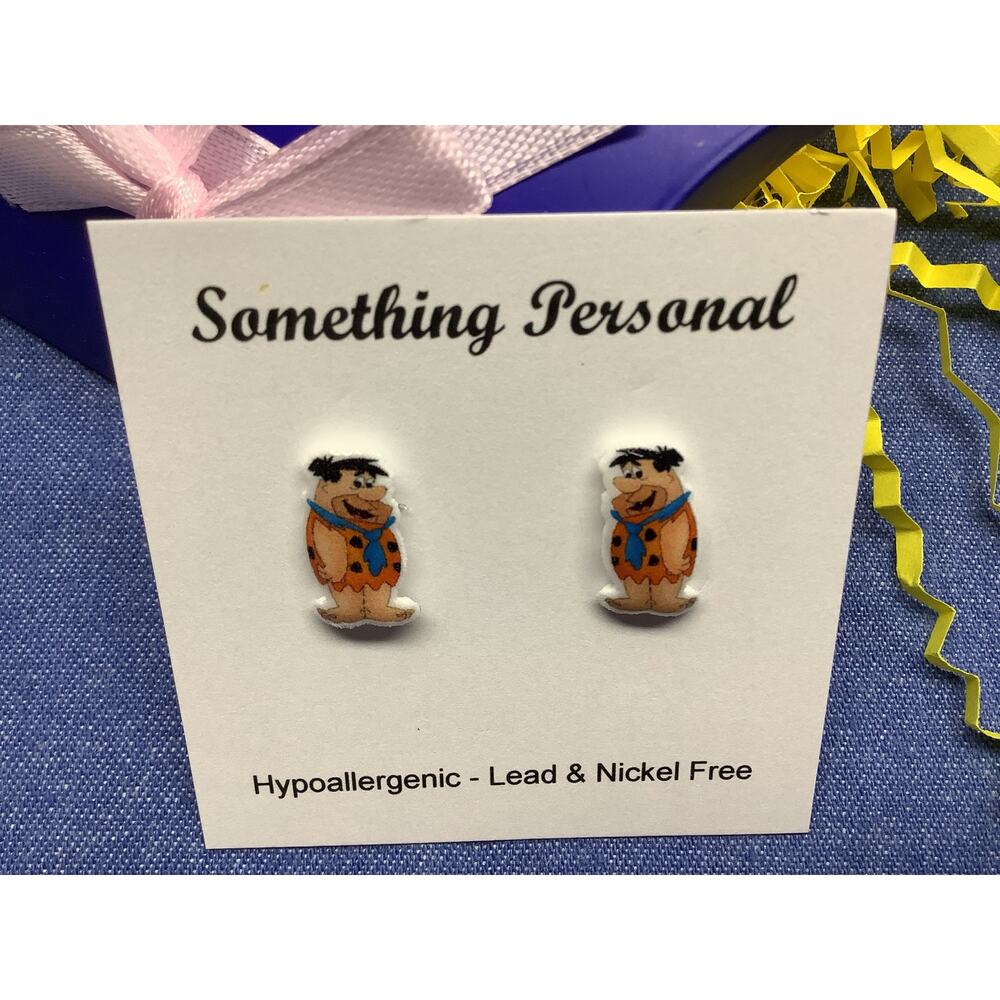 Fred Flinstone - Flintstone Cartoons Inspired Post Earrings - Gift Boxed - Chibi